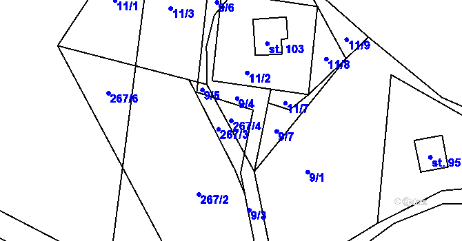 Parcela st. 267/4 v KÚ Janovičky u Broumova, Katastrální mapa