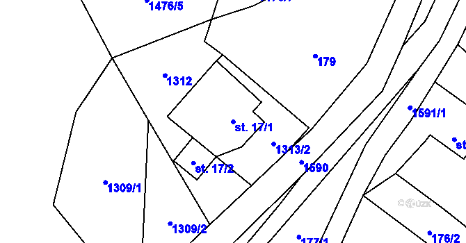Parcela st. 17/1 v KÚ Fojtovice u Heřmanova, Katastrální mapa
