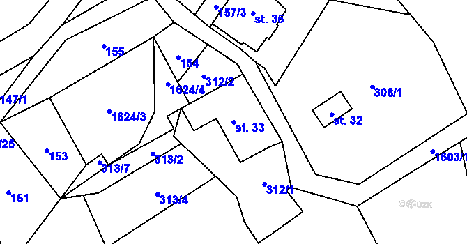 Parcela st. 33 v KÚ Fojtovice u Heřmanova, Katastrální mapa
