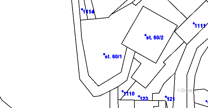 Parcela st. 60/1 v KÚ Fojtovice u Heřmanova, Katastrální mapa