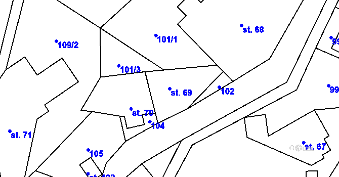 Parcela st. 69 v KÚ Fojtovice u Heřmanova, Katastrální mapa
