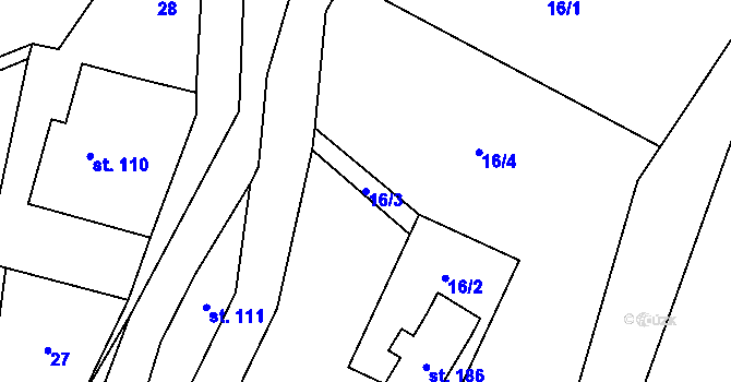 Parcela st. 16/3 v KÚ Fojtovice u Heřmanova, Katastrální mapa