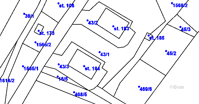Parcela st. 43/1 v KÚ Fojtovice u Heřmanova, Katastrální mapa