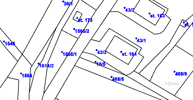 Parcela st. 43/3 v KÚ Fojtovice u Heřmanova, Katastrální mapa
