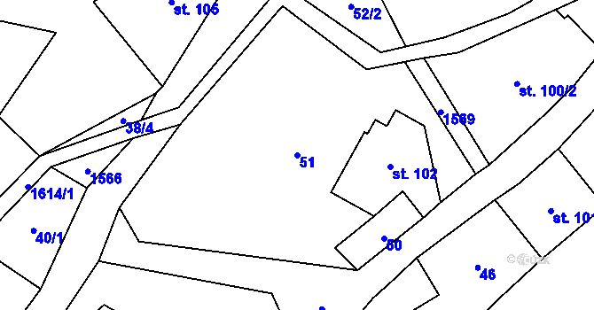 Parcela st. 51 v KÚ Fojtovice u Heřmanova, Katastrální mapa