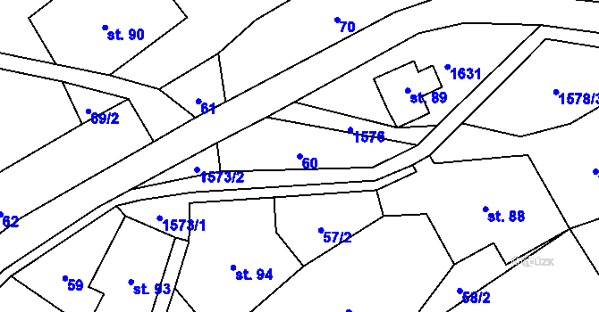 Parcela st. 60 v KÚ Fojtovice u Heřmanova, Katastrální mapa