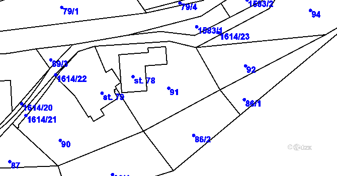 Parcela st. 91 v KÚ Fojtovice u Heřmanova, Katastrální mapa