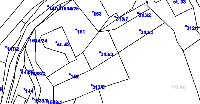 Parcela st. 313/3 v KÚ Fojtovice u Heřmanova, Katastrální mapa