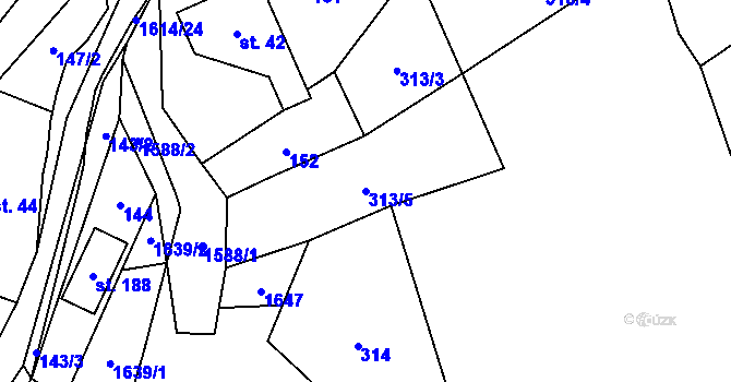 Parcela st. 313/5 v KÚ Fojtovice u Heřmanova, Katastrální mapa