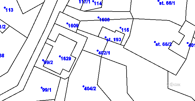 Parcela st. 402/1 v KÚ Fojtovice u Heřmanova, Katastrální mapa