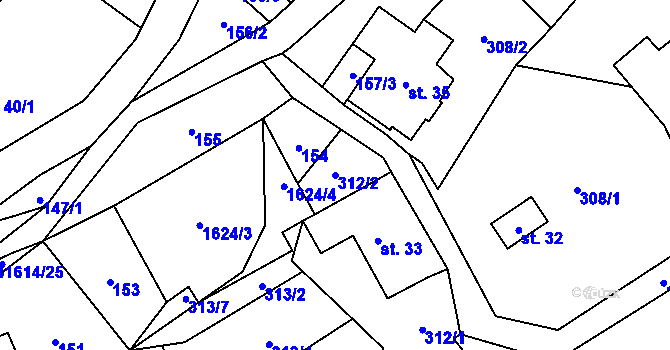 Parcela st. 312/2 v KÚ Fojtovice u Heřmanova, Katastrální mapa