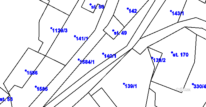 Parcela st. 140/1 v KÚ Fojtovice u Heřmanova, Katastrální mapa