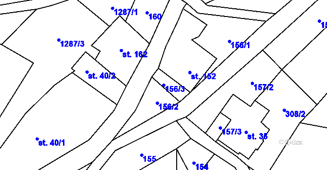 Parcela st. 156/3 v KÚ Fojtovice u Heřmanova, Katastrální mapa