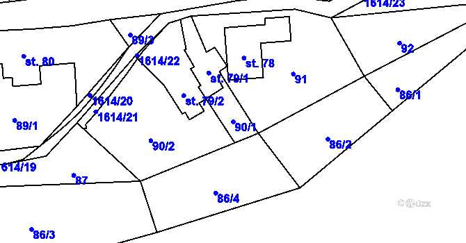 Parcela st. 90/1 v KÚ Fojtovice u Heřmanova, Katastrální mapa