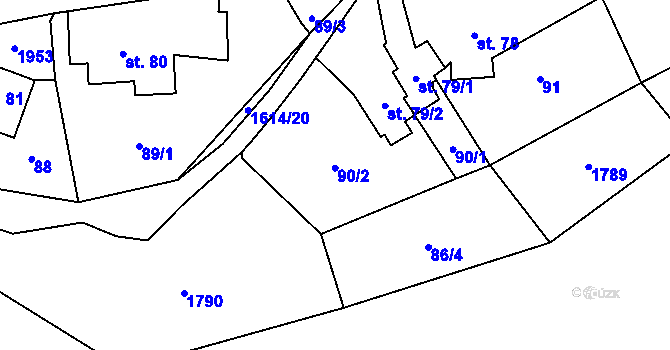 Parcela st. 90/2 v KÚ Fojtovice u Heřmanova, Katastrální mapa