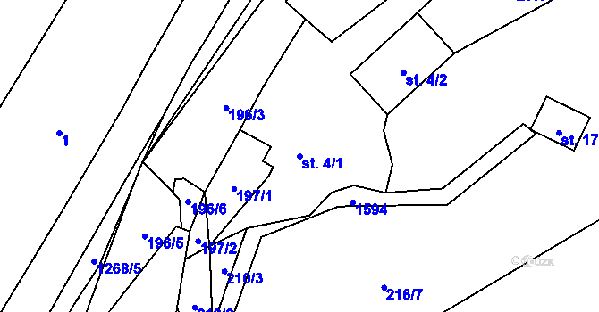 Parcela st. 4/1 v KÚ Fojtovice u Heřmanova, Katastrální mapa