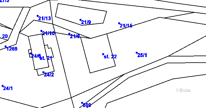 Parcela st. 22 v KÚ Heřmanov, Katastrální mapa