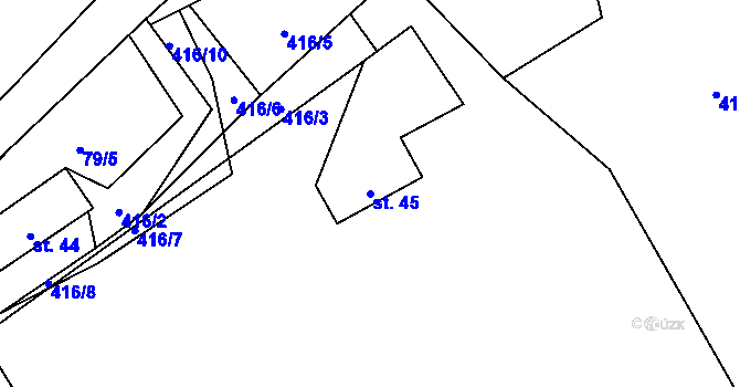 Parcela st. 45 v KÚ Heřmanov, Katastrální mapa