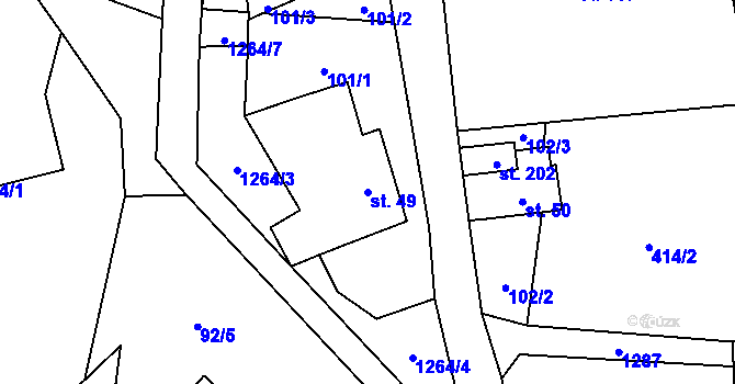 Parcela st. 49 v KÚ Heřmanov, Katastrální mapa