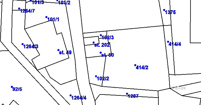 Parcela st. 50 v KÚ Heřmanov, Katastrální mapa