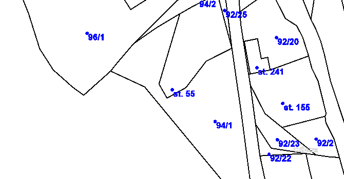 Parcela st. 55 v KÚ Heřmanov, Katastrální mapa