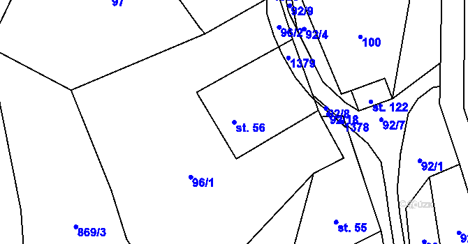 Parcela st. 56 v KÚ Heřmanov, Katastrální mapa