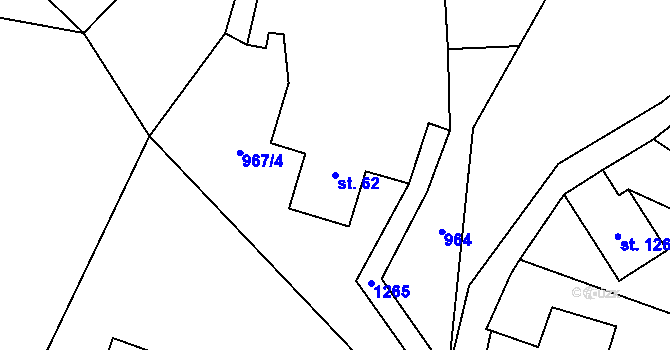 Parcela st. 62 v KÚ Heřmanov, Katastrální mapa