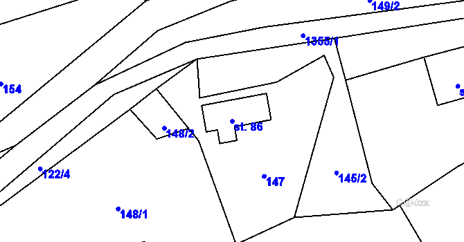Parcela st. 86 v KÚ Heřmanov, Katastrální mapa