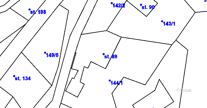 Parcela st. 89 v KÚ Heřmanov, Katastrální mapa