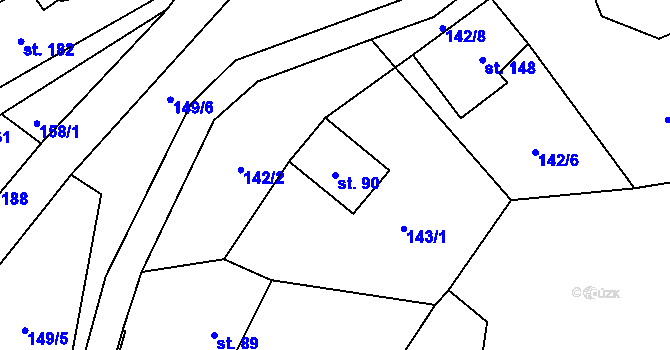 Parcela st. 90 v KÚ Heřmanov, Katastrální mapa