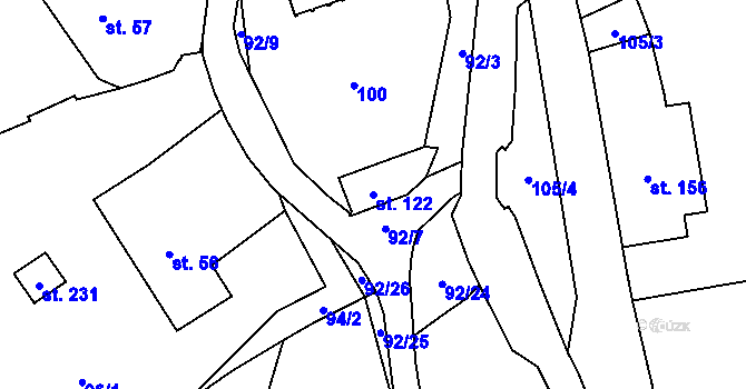 Parcela st. 122 v KÚ Heřmanov, Katastrální mapa