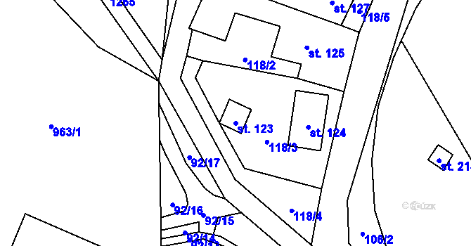Parcela st. 123 v KÚ Heřmanov, Katastrální mapa