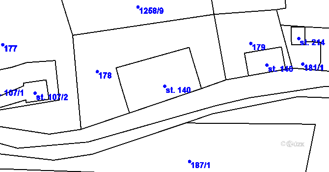 Parcela st. 140 v KÚ Heřmanov, Katastrální mapa