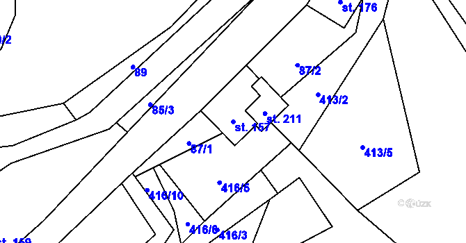 Parcela st. 157 v KÚ Heřmanov, Katastrální mapa