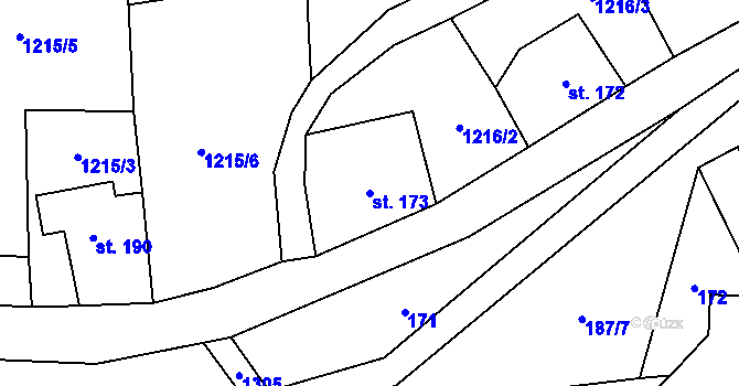 Parcela st. 173 v KÚ Heřmanov, Katastrální mapa
