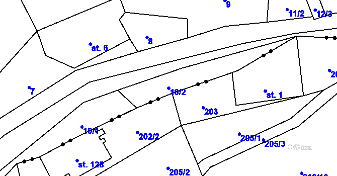 Parcela st. 10/2 v KÚ Heřmanov, Katastrální mapa