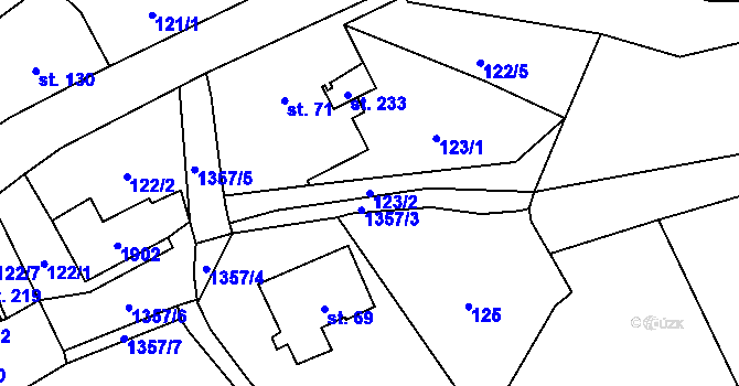 Parcela st. 123/2 v KÚ Heřmanov, Katastrální mapa