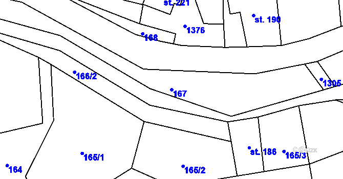 Parcela st. 167 v KÚ Heřmanov, Katastrální mapa