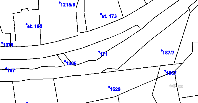 Parcela st. 171 v KÚ Heřmanov, Katastrální mapa