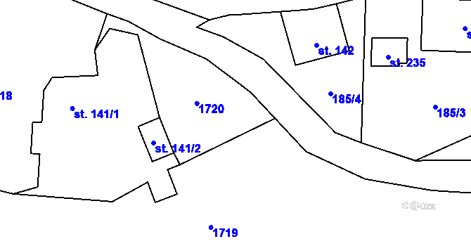 Parcela st. 186/2 v KÚ Heřmanov, Katastrální mapa