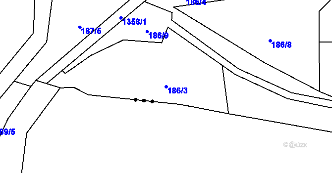 Parcela st. 186/3 v KÚ Heřmanov, Katastrální mapa