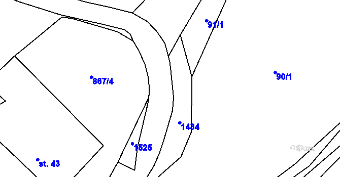 Parcela st. 91/3 v KÚ Heřmanov, Katastrální mapa