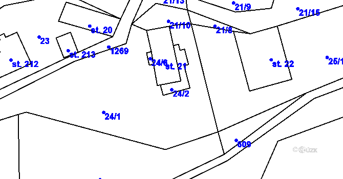 Parcela st. 24/2 v KÚ Heřmanov, Katastrální mapa