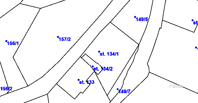 Parcela st. 134/1 v KÚ Heřmanov, Katastrální mapa