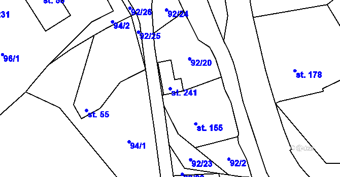 Parcela st. 241 v KÚ Heřmanov, Katastrální mapa
