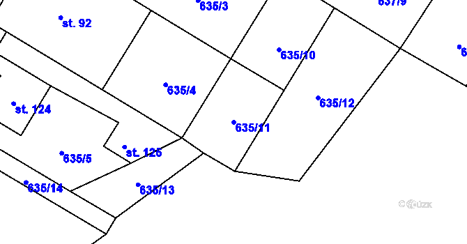Parcela st. 635/11 v KÚ Heřmanov u Křižanova, Katastrální mapa