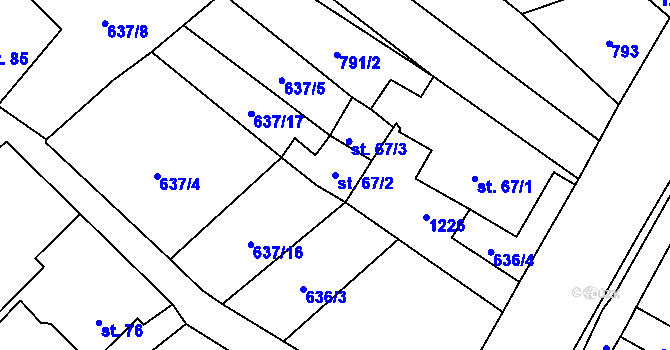Parcela st. 67/2 v KÚ Heřmanov u Křižanova, Katastrální mapa