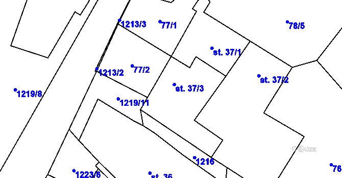 Parcela st. 37/3 v KÚ Heřmanov u Křižanova, Katastrální mapa