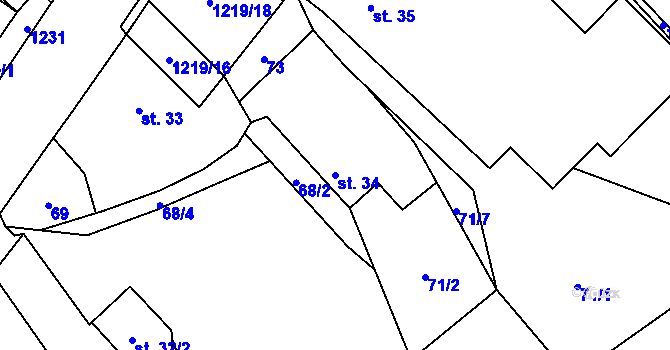 Parcela st. 34 v KÚ Heřmanov u Křižanova, Katastrální mapa