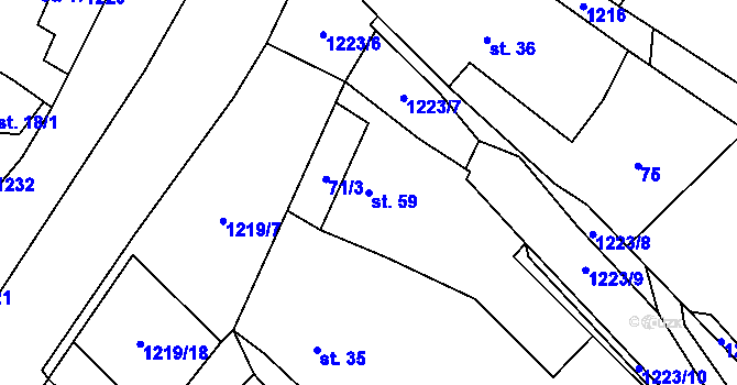 Parcela st. 59 v KÚ Heřmanov u Křižanova, Katastrální mapa